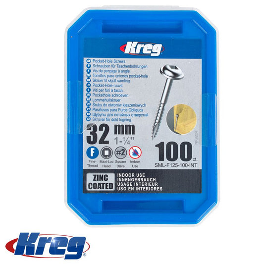 Kreg Zinc Pocket Hole Screws 32Mm 1.25' #7 Fine Thread Mx Loc 100Ct freeshipping - Africa Tool Distributors