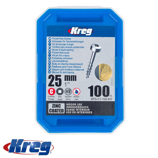 Kreg Zinc Pocket Hole Screws 25Mm 1.00' #7 Coarse Thread Pan Head 100C freeshipping - Africa Tool Distributors