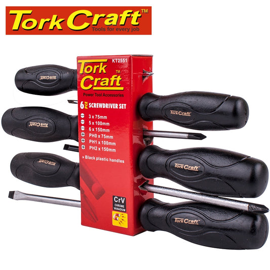 Screwdriver Set 6 Piece Black Handle freeshipping - Africa Tool Distributors