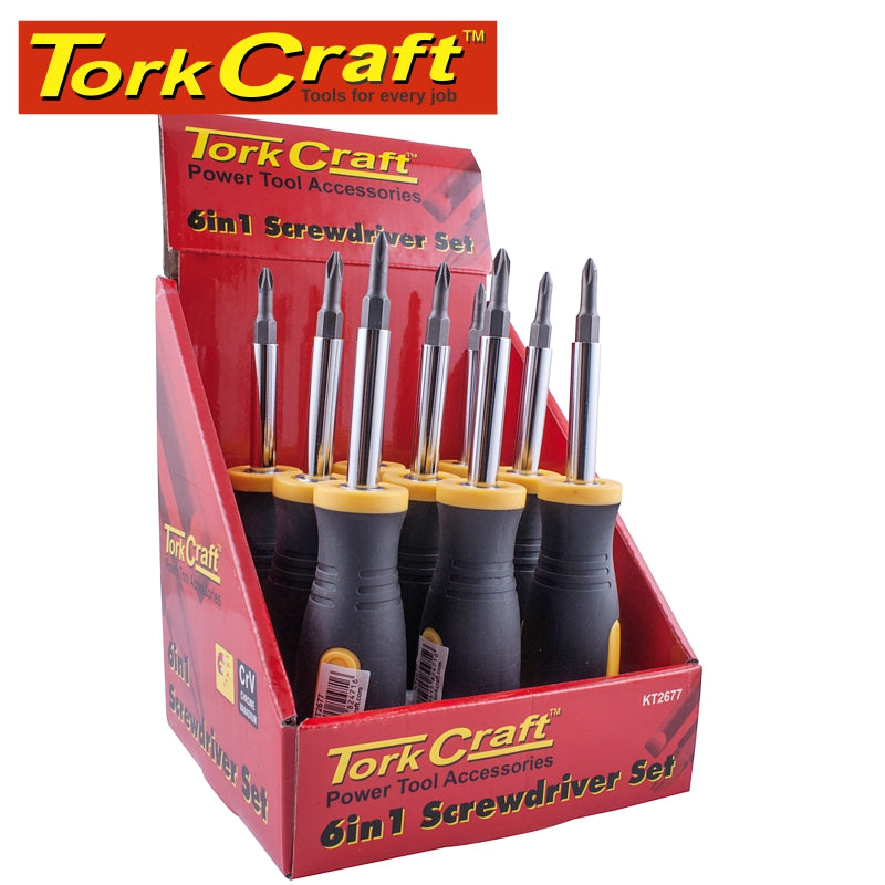 Screwdriver 6 In 1 Crv Bits Per Box Of 9 freeshipping - Africa Tool Distributors