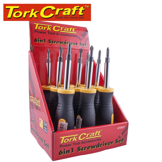 Screwdriver 6 In 1 Crv Bits Per Box Of 9 freeshipping - Africa Tool Distributors