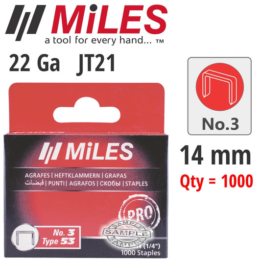 Galv Staples 22G Jt21 14Mm X 1000Pcs Miles No3 freeshipping - Africa Tool Distributors