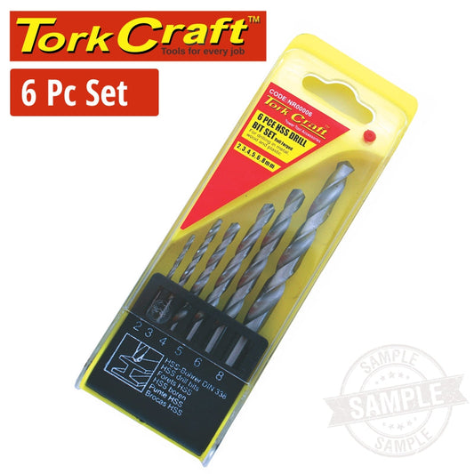Tork Craft Drill Bit Set 6Pc Hss Roll Forged 2-8Mm freeshipping - Africa Tool Distributors