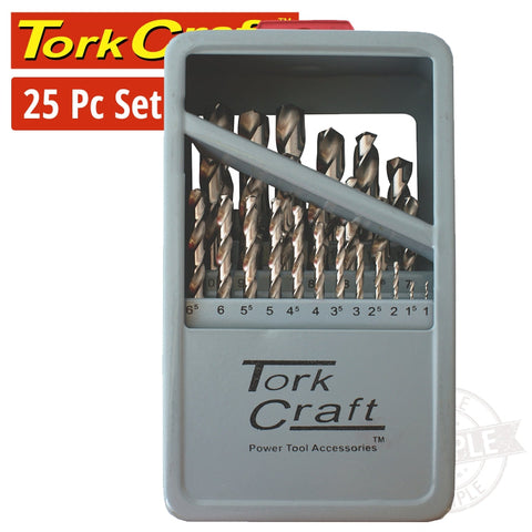 Tork Craft Drill Bit Set 25Pce Hss Ground Bright Finish freeshipping - Africa Tool Distributors
