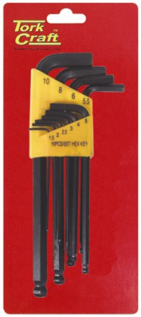 Hex Key Set 10Pc Ball Point 1.5-10Mm Carded Cr-V freeshipping - Africa Tool Distributors