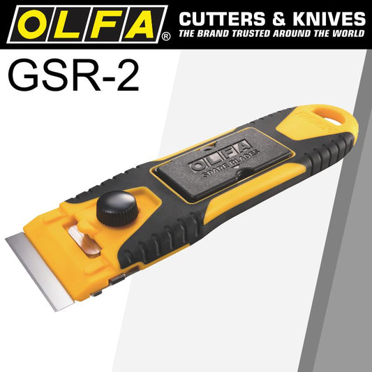 Special - Olfa COMPACT SLIM GLASS SCRAPER S/STEEL BLADE 40MMX18MM INC 6 BLADES