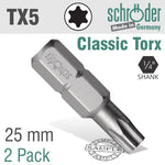Torx Tx5 Classic Bit 25Mm 2Cd freeshipping - Africa Tool Distributors