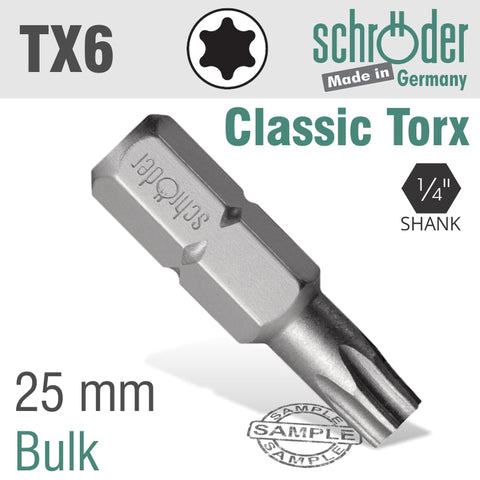 Torx Tx6 25Mm Classic Bit Bulk freeshipping - Africa Tool Distributors