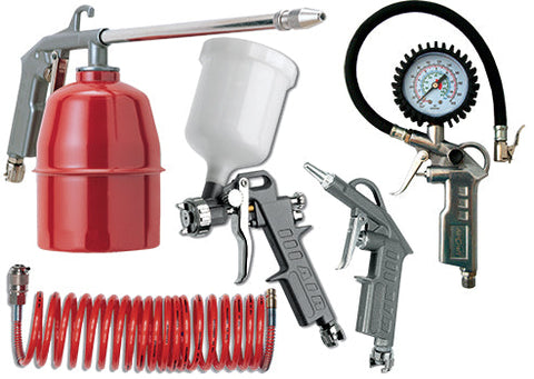 Air Craft Five Pcs Kit - Gravity Feed Spray Gun, Air Duster, Paraffin Washer, Tyre Infiltrator and Spiral Hose