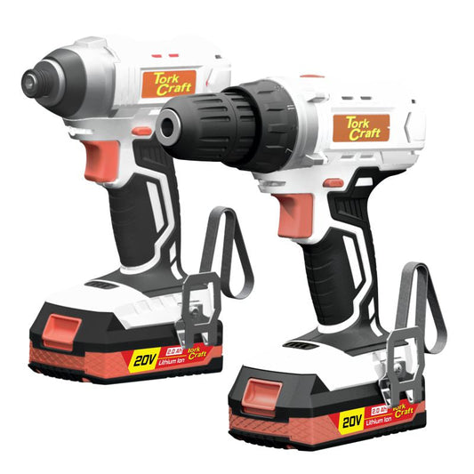 Tork Craft Drill & Impact Driver Twin Pack 20V 2 X 2.0Ah Bat Std Charg Carry Bag