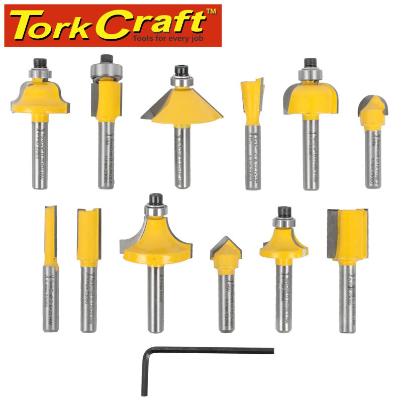 Tork Craft Router Bit Set 12Pc 1/4' Straight & Profile – Northern Bolt ...