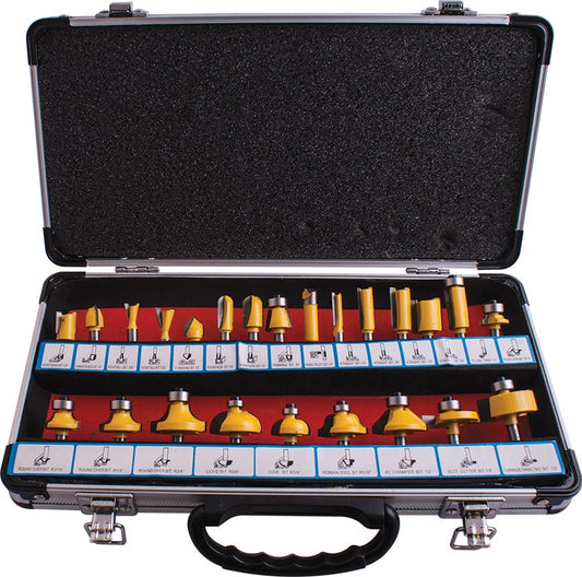 Tork Craft Router Bit Set 24Pc Alum.Case 1/4' freeshipping - Africa Tool Distributors