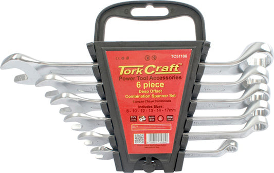 Tork Craft 6PCS DEEP OFFSET COMBINATION SPANNER SET 8-10-12-13-14-17MM