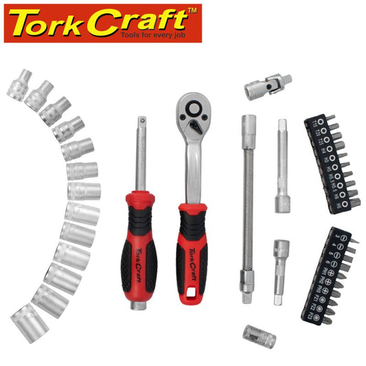 Socket & Ratchet Drive Set 40Pc 1/4' Crv 12 Point TC75040