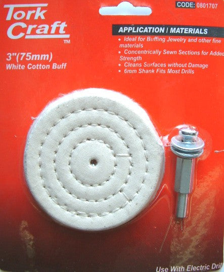 Tork Craft COTTON BUFF 75MM X 6MM SHANK