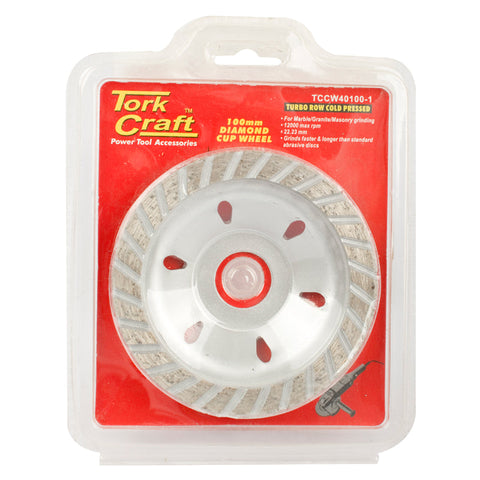 Tork Craft Dia.Cup Wheel 100X22.23Mm Turbo Cold Pressed freeshipping - Africa Tool Distributors