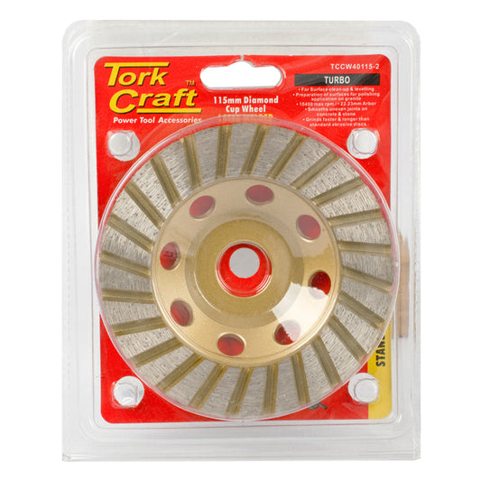 Tork Craft Dia. Cup Wheel 115 X 22.23Mm Turbo Laser Welded freeshipping - Africa Tool Distributors