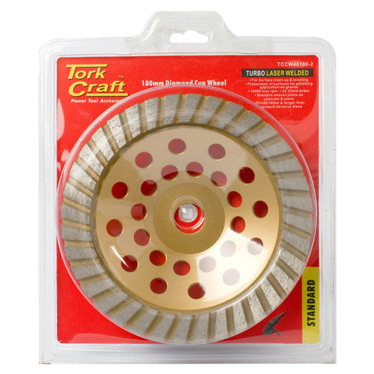 Tork Craft Dia. Cup Wheel 180 X 22.23Mm Turbo Laser Welded freeshipping - Africa Tool Distributors