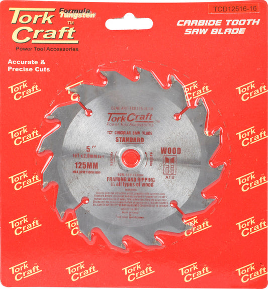 Tork Craft BLADE TCT 125 X 16T 16/13 GENERAL PURPOSE WOOD
