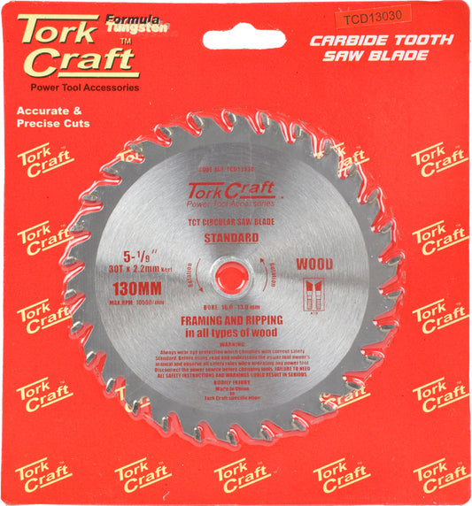 Tork Craft BLADE TCT 130 X 30T 16/13 GENERAL PURPOSE COMBINATION WOOD