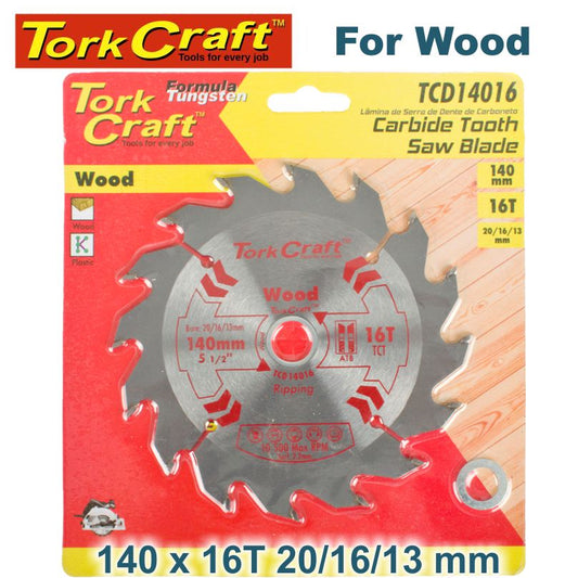 Tork Craft BLADE TCT 140 X 16T 20/16/13 GENERAL PURPOSE RIP WOOD