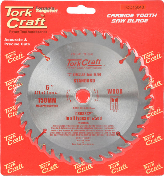 Tork Craft BLADE TCT 150 X 40T 20/16 GENERAL PURPOSE COMBINATION WOOD
