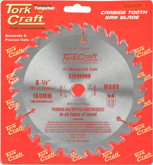 Tork Craft BLADE TCT 160 X 30T 20/16 GENERAL PURPOSE COMBINATION WOOD