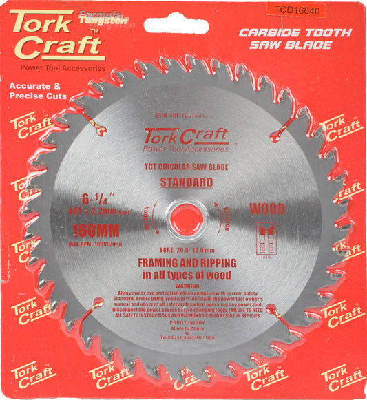 Tork Craft BLADE TCT 160 X 40T 20/16 GENERAL PURPOSE COMBINATION