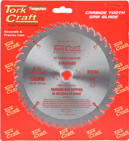 Tork Craft BLADE TCT 170 X 40T 20-16MM GENERAL PURPOSE COMBINATION