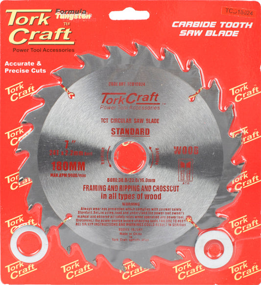 Tork Craft BLADE TCT 180 X 24T 30/20/16 GENERAL PURPOSE RIP