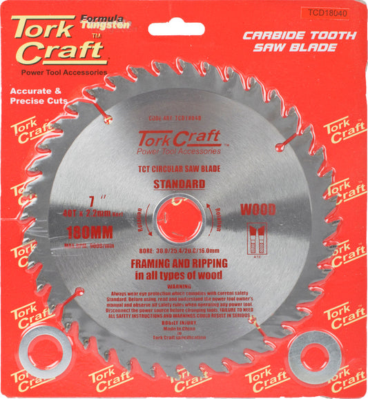 Tork Craft BLADE TCT 180 X 40T 30/20/16 GENERAL PURPOSE COMBINATION