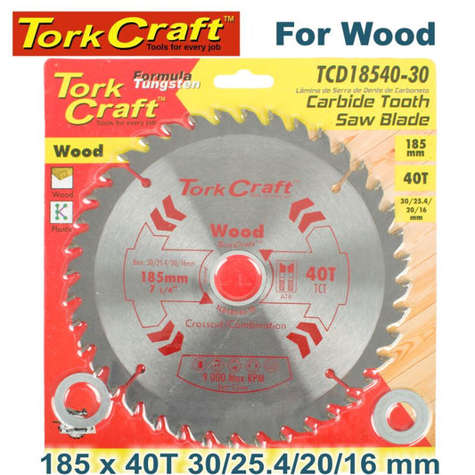 Tork Craft BLADE TCT 185 X 40T 30/20/16/1 GENERAL PURPOSE COMBINATION