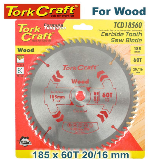 Tork Craft BLADE TCT 185 X 60T 20/16 GENERAL PURPOSE CROSS CUT