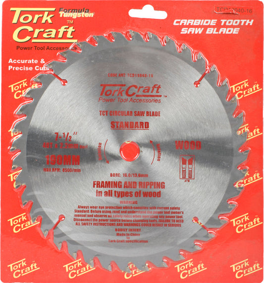 Tork craft BLADE 190 X 40T 16MM GENERAL PURPOSE COMBINATION