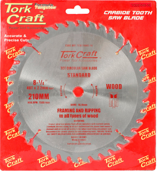 Tork Craft BLADE TCT 210  X 40T 16MM GENERAL PURPOSE COMBINATION