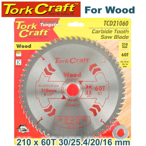 Tork Craft BLADE TCT 210 X 60T 30/1/20/16 GENERAL PURPOSE CROSS CUT