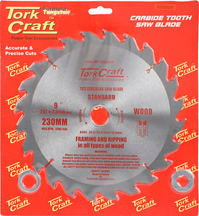 Tork Craft BLADE TCT 230 X 24T 30/1/20/16 GENERAL PURPOSE RIP