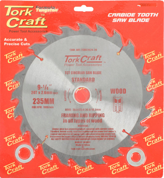 Tork Craft BLADE TCT 235 X 24T 30/20/16 GENERAL PURPOSE RIP