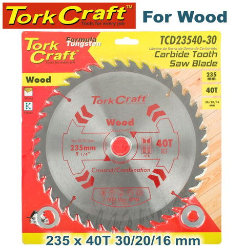 Tork Craft BLADE TCT 235 X 40T 30/16 GENERAL PURPOSE COMBINATION