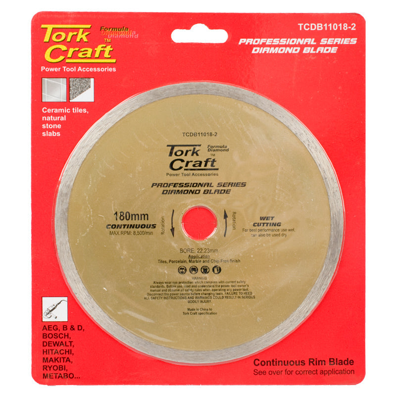 Tork Craft DIAMOND BLADE CONT. RIM 180 X 22.23