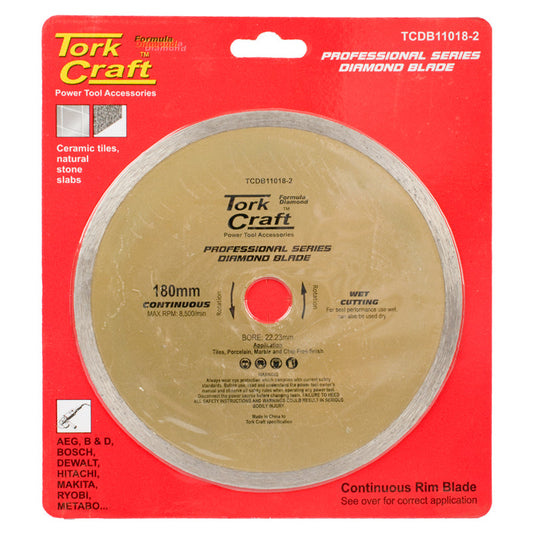 Tork Craft DIAMOND BLADE CONT. RIM 180 X 22.23