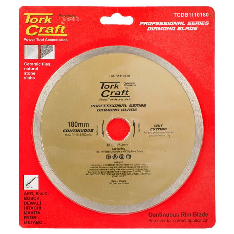 Tork Craft Diam.Blade 180X25.4 Cont.Rim freeshipping - Africa Tool Distributors