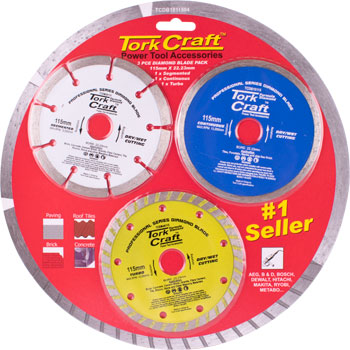 Tork Craft DIAM.BL.3PCE SET 115 CON/SEG/TURBO COLOUR PACK