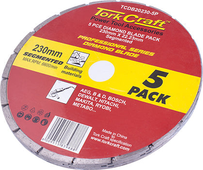 Tork Craft DIAMOND BLADE SEGMENTED 230MM PROFESSIONAL BULK 5 PACK