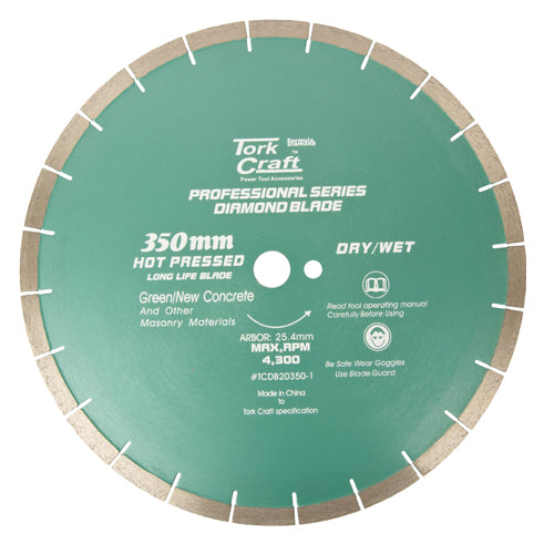 Tork Craft Dia. Blade 350X25.4Mm Green/New Concrete Hot Pressed freeshipping - Africa Tool Distributors