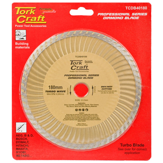 Tork Craft Diamond Blade 180X22.22Mm Turbo Wave freeshipping - Africa Tool Distributors
