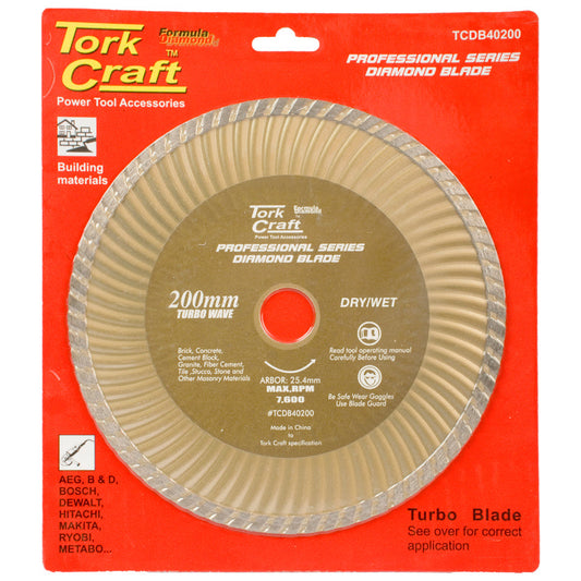 Tork Craft Diamond Blade 200X25.4Mm Turbo freeshipping - Africa Tool Distributors