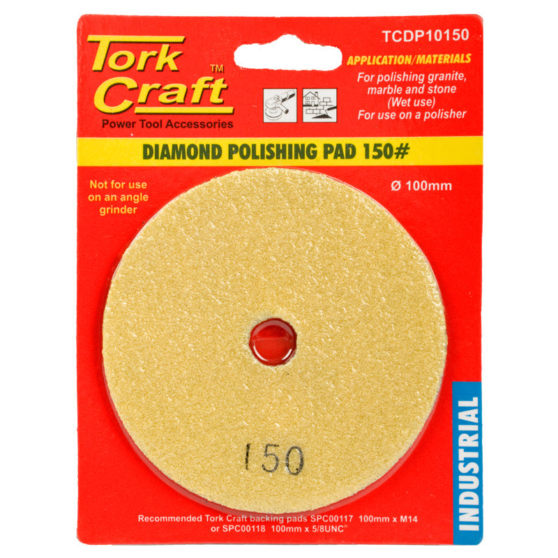 Tork Craft 100Mm Diamond Wet Polishing Pad 150 Grit Yellow freeshipping - Africa Tool Distributors