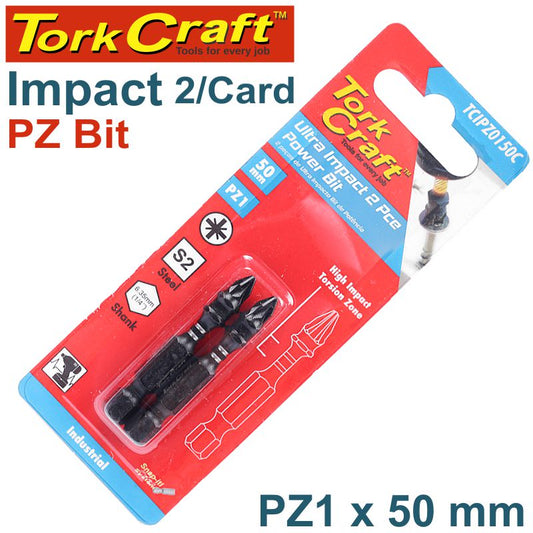Impact Pozi.1 X 50Mm Power Bit 2/Card freeshipping - Africa Tool Distributors