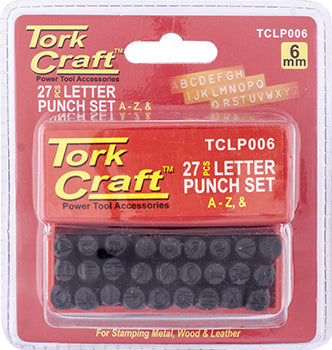 Tork Craft Letter Punch Set 6MM (A-Z) Black Finish
